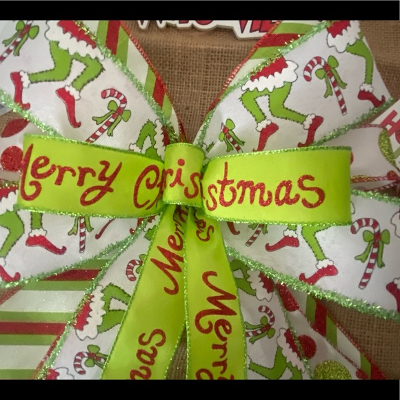 Christmas Grinch Wreath bow,Candy Cane,Christmas Tree topper,Christmas Decor - Picture 9 of 11
